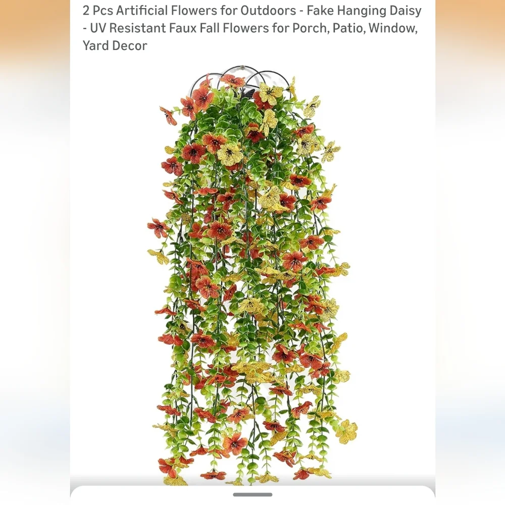 Artificial Hanging Daisy Flowers - Red and Yellow